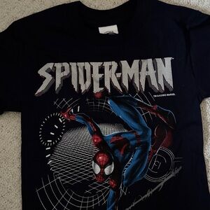 Shirts Spider-Man boys new size 4 cotton Cygnus preshrunk navy short sleeves